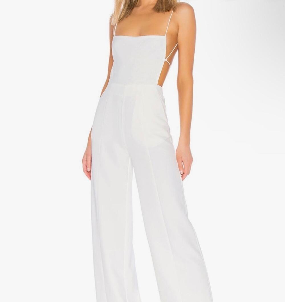 NBD White Strappy Jumpsuit Sz S
